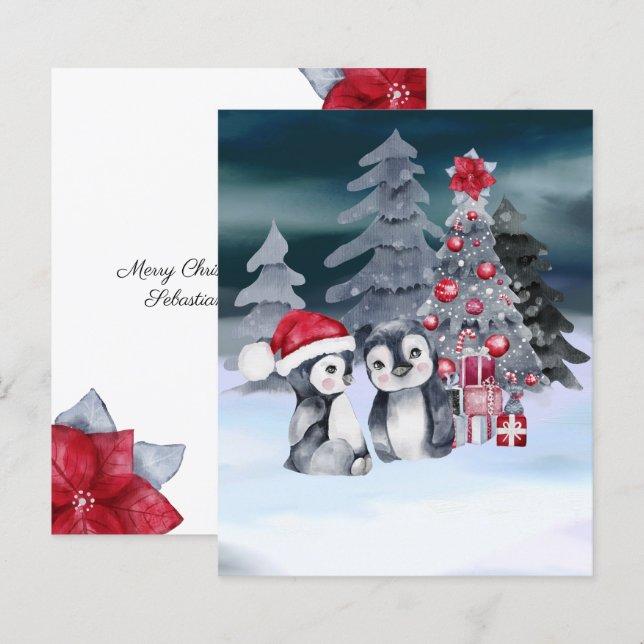 BUDGET Pinguin Weihnachtsbaum Szene (Vorne/Hinten)