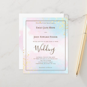 Budget Pink Aquamarin Watercolor Hochzeit Einladun