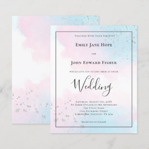 Budget Pink Aquamarin Watercolor Silver Wedite Ein