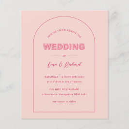 Budget Pink Arch Moderne, fette Schriftart Hochzei Flyer
