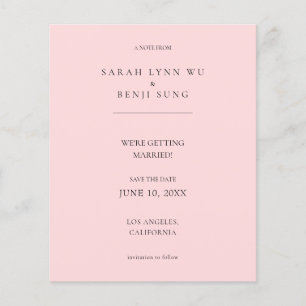 Budget Pink B Minimalistisch Mod 2V2 Save the Date Flyer