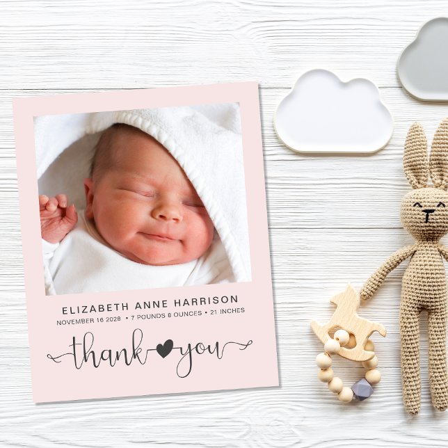 Budget Pink Baby Girl Foto Geburtsankündigung (Von Creator hochgeladen)