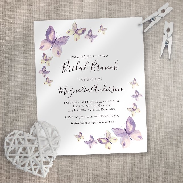 Budget Pink Butterfly Bridal Brunch Einladung (Von Creator hochgeladen)
