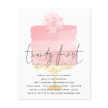 Budget Pink Cake Script 21. Geburtstag Einladung