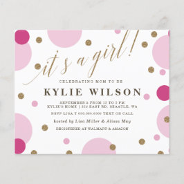Budget Pink Confetti Girl Baby Dusche Einladung