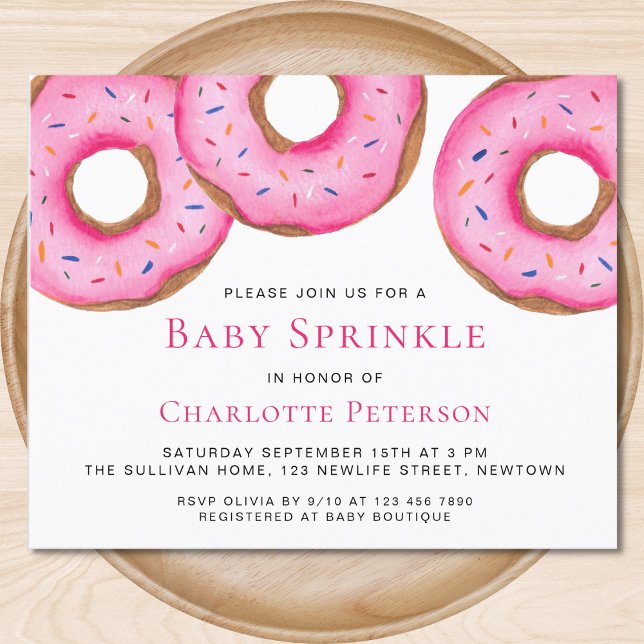 Budget Pink Donuts Girl Baby Sprinkle Einladung (Von Creator hochgeladen)