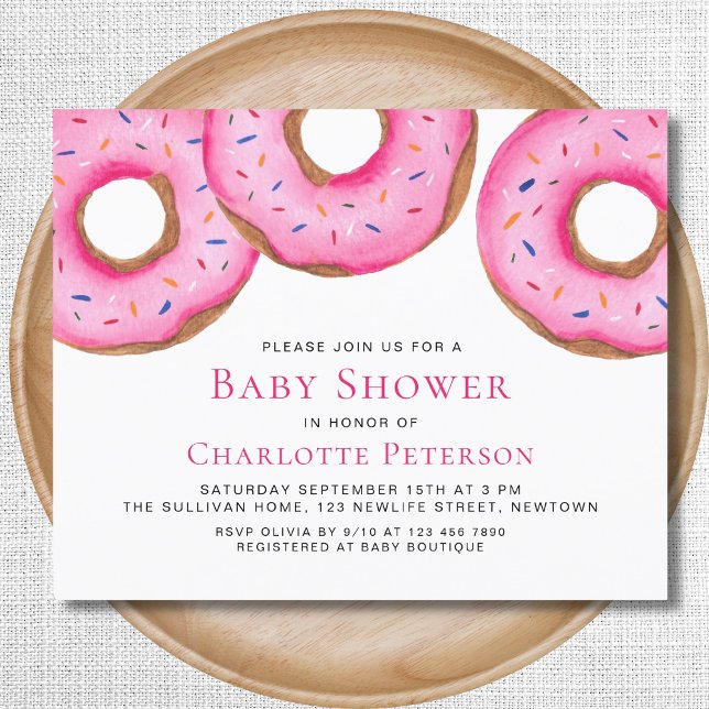 Budget Pink Donuts Girl's Baby Shower Einladung (Von Creator hochgeladen)