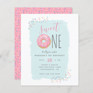 Budget Pink Doughnut Sprinkle Sweet 1. Geburtstag