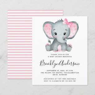 BUDGET Pink Elephant Baby Dusche Einladung