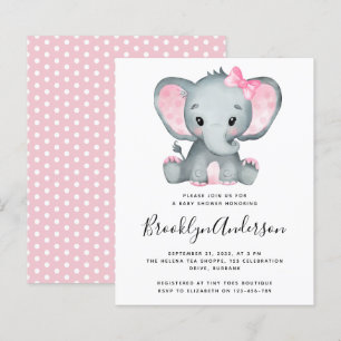 BUDGET Pink Elephant Baby Dusche Einladung