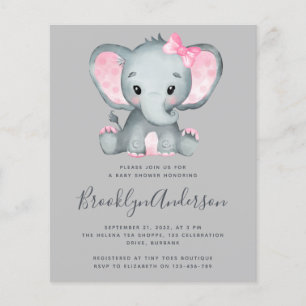 BUDGET Pink Elephant Baby Dusche Einladung