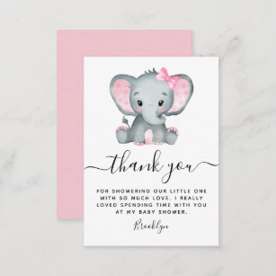 BUDGET Pink Elephant Baby Dusche Vielen Dank Mitteilungskarte
