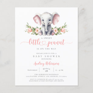 Budget Pink Elephant Baby Girl Dusche Einladung