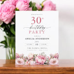 Budget Pink Floral 30. Geburtstag Einladung<br><div class="desc">Feiern Sie stilvoll mit einer Blumenkalligraphie aus dem 30. Jubiläum, perfekt für einen Meilenstein. Mit lebendigen Blumenmotiven und eleganter Kalligraphie Set diese Einladung einen skurrilen und dennoch raffinierten Ton für Ihre Feier. Das üppige Gartenthema verbindet natürliche Schönheit mit anmutiger Typografie und schafft einen zeitlosen und einladenden Look. Ideal für Ansammlungen...</div>