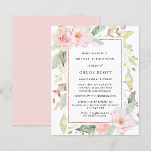 Budget Pink Floral Bridal Luncheon Einladung