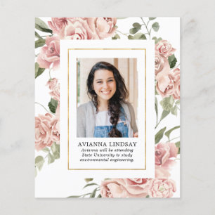 Budget Pink Floral Foto Graduation Party Einladung