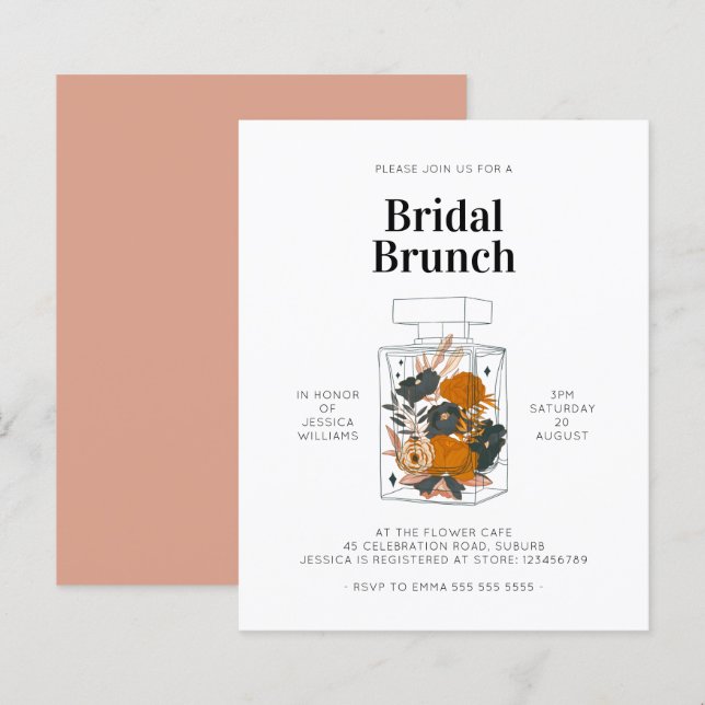 Budget Pink Floral Parfüm Flasche Brautparty (Vorne/Hinten)