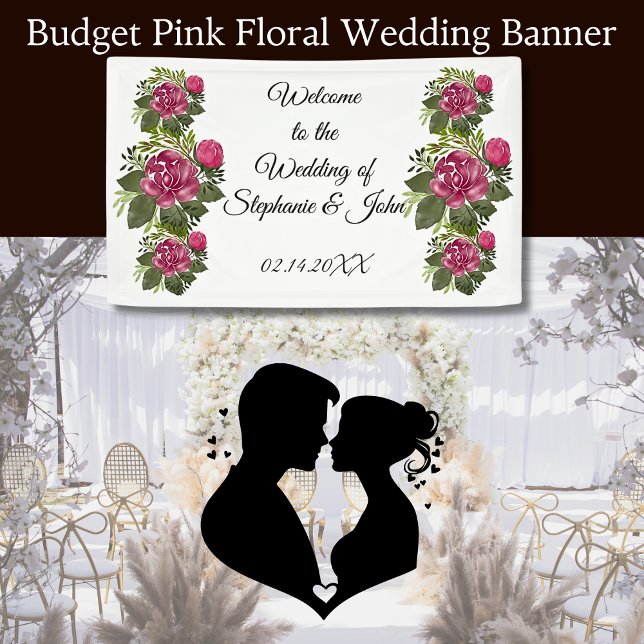 Budget Pink Floral Wedding Banner (Budget Pink Floral Wedding Banner)
