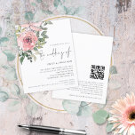 Budget Pink Florals QR Code Hochzeitsempfehlung<br><div class="desc">Eine günstige BUDGET-Alternative für eine kleinere Größe von 4, 5 x 5, 6 Zoll, die ein Gewicht von 110 lbs hat, die ähnlich dick ist wie eine Postkarte (sie ist jedoch nicht als Postkarte geeignet). BITTE BEACHTEN SIE, DASS ES EINE Einladung pro Blatt gibt. Budget Blush Pink Florals Script QR...</div>