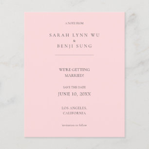 Budget Pink G Minimalistisch Mod 2V2 Save the Date Flyer