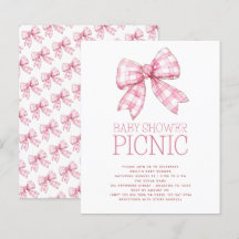 Budget Pink Gingham Bow Baby Shower Picnic