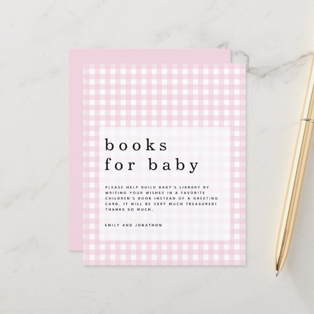 Budget Pink Gingham Bücher für Baby-Gehäuse (Vorderseite/Rückseite Beispiel)