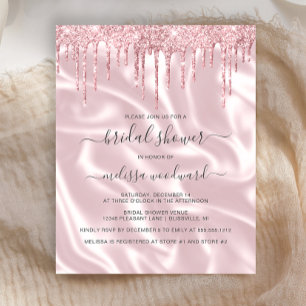 Budget Pink Glitzer Satin Brautparty Einladung