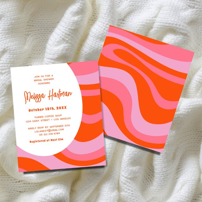 Budget Pink Groovy Bridal Dusche Einladung Flyer (Von Creator hochgeladen)