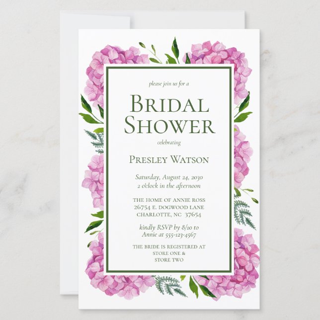 Budget Pink Hydrangeas Brautparty (Vorderseite)