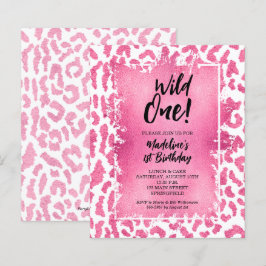 Budget Pink Leopard Wild Einladungen zum 1. Geburt