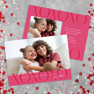 Budget Pink Modernes XOXO Foto Valentinstag Feiertagskarte