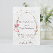 Budget Pink Mohn Hochzeitseinladung