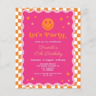 Budget Pink Orange Happy Face Wavy Geburtstag Einl