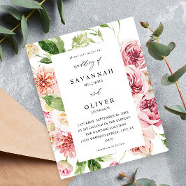 Budget Pink & Peach Floral & Greenerity Hochzeit Flyer