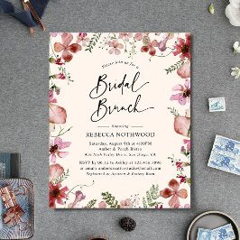 Budget Pink Peach Florals Bridal Brunch Einladung