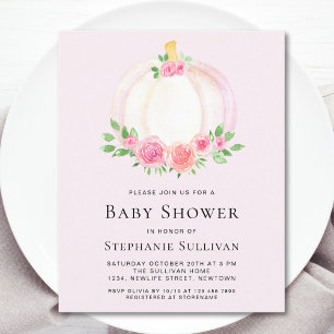 Budget Pink Pumpkin Girl's Baby Shower Einladung