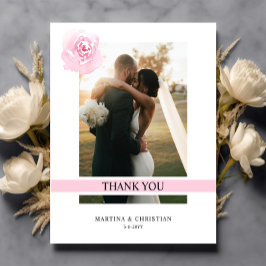 Budget Pink Roses Hochzeit Danke Flat Card