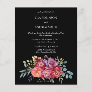 Budget Pink Tropical Floral Black V2 Hochzeitsslim Flyer