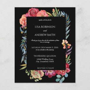 Budget Pink Tropisch Blumig Schwarz V1 Hochzeitsfl Flyer