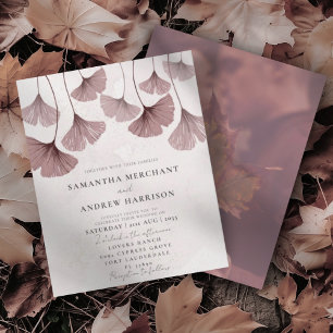 Budget Pink Watercolor Ginkgo Hochzeit Einladung
