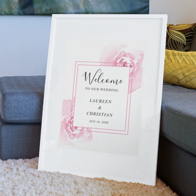 Budget Pink Watercolor Rose Hochzeit Poster (Von Creator hochgeladen)