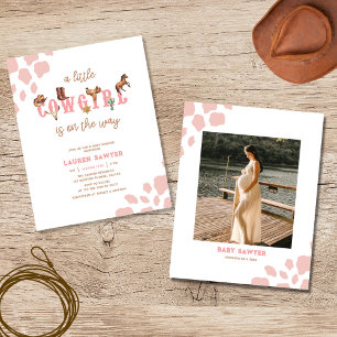 Budget Pink Western Foto Baby Girl Dusche Einladun