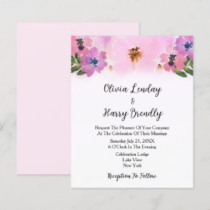 Budget Pink Wild Flower Garden Hochzeit Einladung