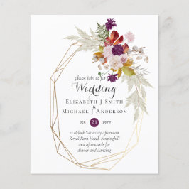 Budget Plum Blooms Ginger Floral Wedites Einladung
