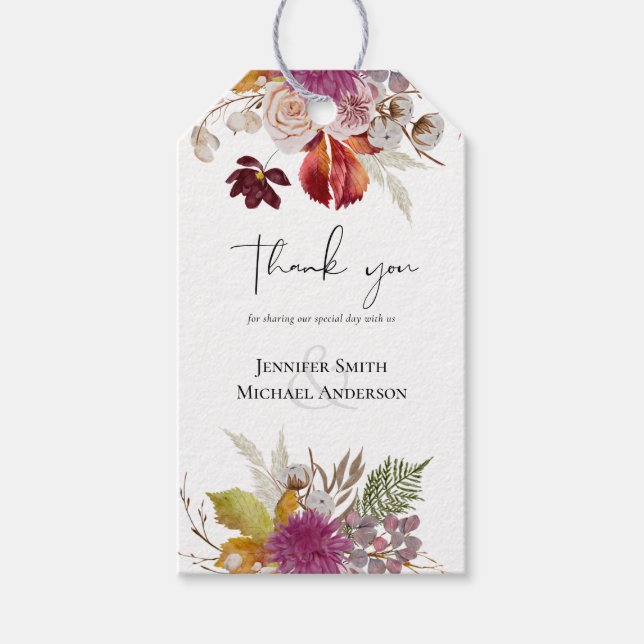 BUDGET Plum Cinnamon Wedding Fall Florals Geschenkanhänger (Vorderseite)