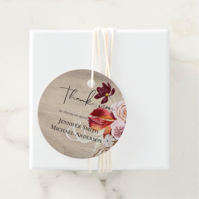 BUDGET Plum Cinnamon Wedding Fall Florals Geschenkanhänger (Beispiel)