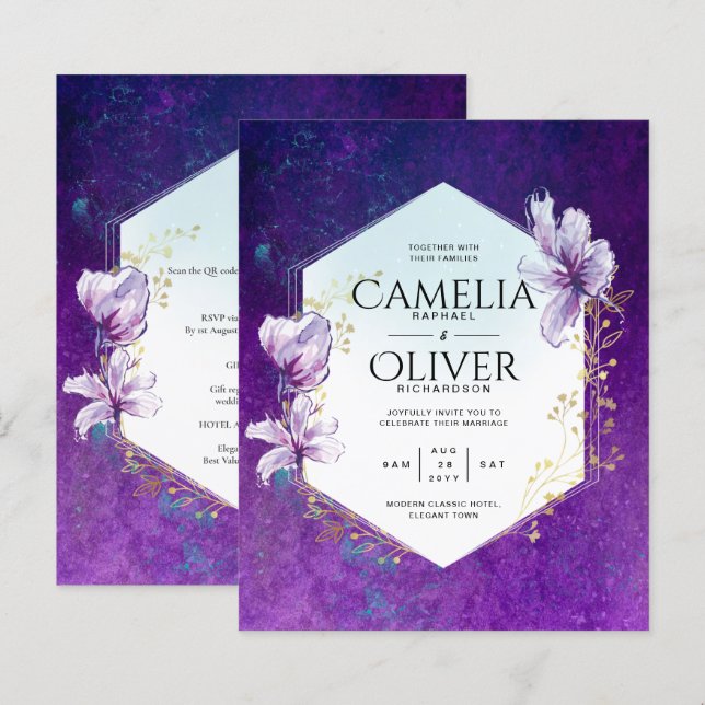 Budget Plum Lila Floral Wedding All-in-1 (Vorne/Hinten)