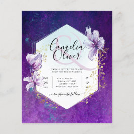 Budget Plum Lila Floral Wedite Einladung Flyer