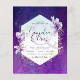 Budget Plum Lila Floral Wedite Einladung Flyer