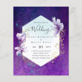 Budget Plum Lila Floral Wedite Einladung Flyer